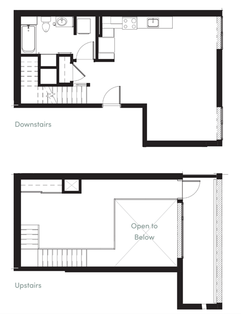 floor plan of the upper and lower floor of a house